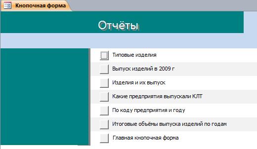 Отчёты готовой бд Производство. База данных access.