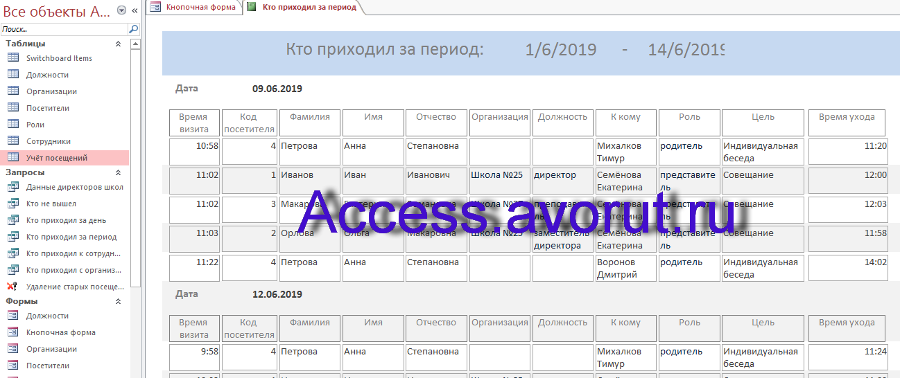 Курсовая Работа База Данных В Access Школа